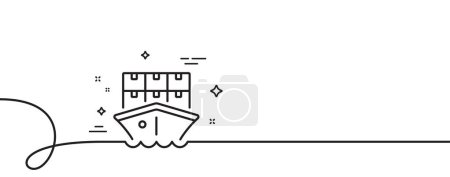 Illustration for Shipment line icon. Continuous one line with curl. Logistic ship service sign. Delivery freight boxes symbol. Shipment single outline ribbon. Loop curve pattern. Vector - Royalty Free Image