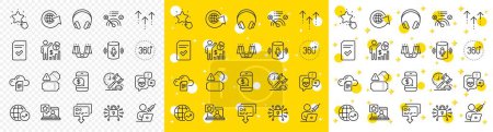 Illustration for Outline Phone payment, Auction hammer and File storage line icons pack for web with Swipe up, World globe, Ranking star line icon. Online rating, World statistics, Tickets pictogram icon. Vector - Royalty Free Image