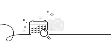 Illustration for Search calendar line icon. Continuous one line with curl. Find date sign. Magnify glass. Search calendar single outline ribbon. Loop curve pattern. Vector - Royalty Free Image