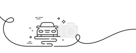 Illustration for Route line icon. Continuous one line with curl. Car road path sign. Vehicle highway symbol. Route single outline ribbon. Loop curve pattern. Vector - Royalty Free Image