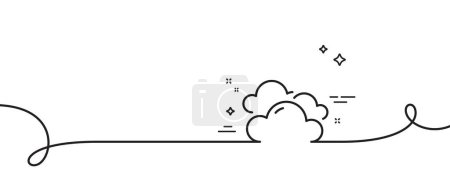 Illustration for Cloudy weather line icon. Continuous one line with curl. Clouds sign. Sky symbol. Cloudy weather single outline ribbon. Loop curve pattern. Vector - Royalty Free Image