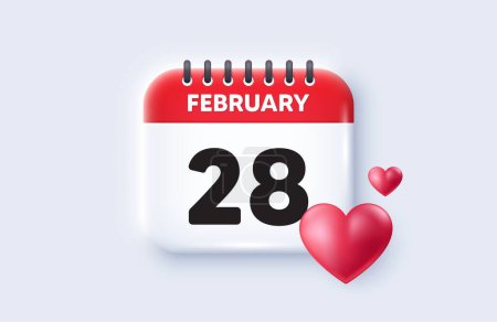 Illustration for 28th day of the month icon. Calendar date 3d icon. Event schedule date. Meeting appointment time. 28th day of February month. Calendar event reminder date. Vector - Royalty Free Image