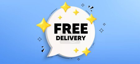 Illustration for Free delivery tag. Chat speech bubble banner. Shipping and cargo service message. Business order icon. Free delivery speech bubble message. Talk box infographics. Vector - Royalty Free Image