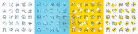 Illustration for Vector icons set of Bus, Timer and Search text line icons pack for web with Finance calculator, Messenger, Internet warning outline icon. Video conference, Settings, Airplane pictogram. Vector - Royalty Free Image
