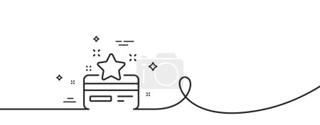Illustration for Loyalty card line icon. Continuous one line with curl. Bonus points. Discount program symbol. Loyalty card single outline ribbon. Loop curve pattern. Vector - Royalty Free Image
