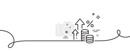 Illustration for Inflation line icon. Continuous one line with curl. Money tax rate sign. Financial interest symbol. Inflation single outline ribbon. Loop curve pattern. Vector - Royalty Free Image