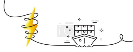 Illustration for Shipment line icon. Continuous one line with curl. Logistic ship service sign. Delivery freight boxes symbol. Shipment single outline ribbon. Loop curve with energy. Vector - Royalty Free Image