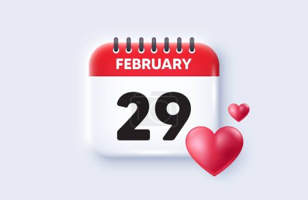 Illustration for 29th day of the month icon. Calendar date 3d icon. Event schedule date. Meeting appointment time. 29th day of February month. Calendar event reminder date. Vector - Royalty Free Image
