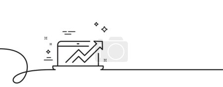 Illustration for Data Analysis and Statistics line icon. Continuous one line with curl. Report graph or Chart sign. Computer data processing symbol. Sales diagram single outline ribbon. Loop curve pattern. Vector - Royalty Free Image