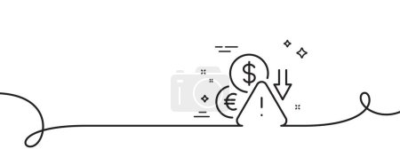 Illustration for Deflation line icon. Continuous one line with curl. Economic crisis sign. Income reduction symbol. Deflation single outline ribbon. Loop curve pattern. Vector - Royalty Free Image