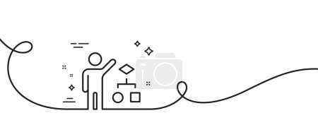 Illustration for Algorithm line icon. Continuous one line with curl. Business management sign. Development symbol. Algorithm single outline ribbon. Loop curve pattern. Vector - Royalty Free Image