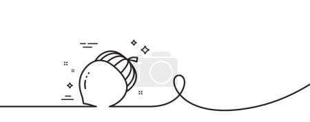 Illustration for Acorn nut line icon. Continuous one line with curl. Oaknut sign. Oak tree seed symbol. Acorn single outline ribbon. Loop curve pattern. Vector - Royalty Free Image