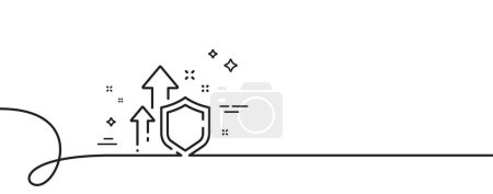 Illustration for Improving safety line icon. Continuous one line with curl. Increased privacy sign. Secure defense symbol. Improving safety single outline ribbon. Loop curve pattern. Vector - Royalty Free Image