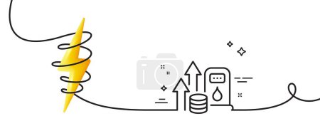Illustration for Fuel prices line icon. Continuous one line with curl. Petrol price sign. Diesel rate symbol. Fuel price single outline ribbon. Loop curve with energy. Vector - Royalty Free Image