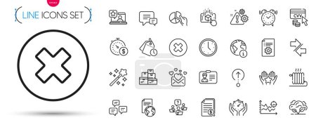 Illustration for Pack of Wholesale goods, Internet and Comment line icons. Include Radiator, Pie chart, Technical documentation pictogram icons. Cvv code, Teamwork question, Online rating signs. Vector - Royalty Free Image