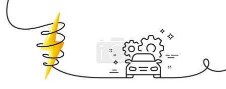 Illustration for Car service line icon. Continuous one line with curl. Repair station sign. Transport maintenance symbol. Car service single outline ribbon. Loop curve with energy. Vector - Royalty Free Image