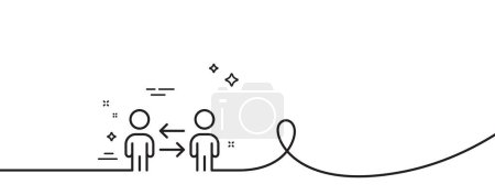 Illustration for Teamwork business line icon. Continuous one line with curl. Meeting sign. People management symbol. Teamwork business single outline ribbon. Loop curve pattern. Vector - Royalty Free Image