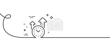 Illustration for Time management line icon. Continuous one line with curl. Clock sign. Watch symbol. Time management single outline ribbon. Loop curve pattern. Vector - Royalty Free Image