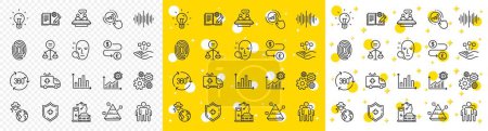 Illustration for Outline Ethics, Ambulance car and Group line icons pack for web with Coronavirus statistics, Charging station, Sound wave line icon. Medical shield, Diagram graph, Face search pictogram icon. Vector - Royalty Free Image
