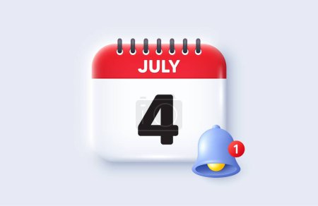 Illustration for 4th day of the month icon. Calendar date 3d icon. Event schedule date. Meeting appointment time. 4th day of July month. Calendar event reminder date. Vector - Royalty Free Image