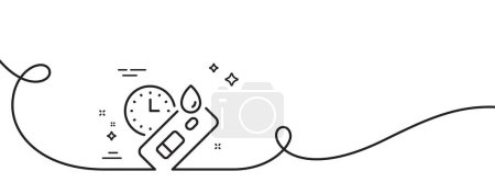 Illustration for Express Covid test line icon. Continuous one line with curl. Coronavirus testing sign. Blood test tube symbol. Covid test single outline ribbon. Loop curve pattern. Vector - Royalty Free Image