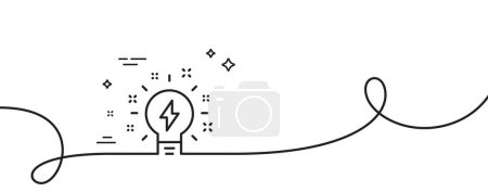 Illustration for Inspiration line icon. Continuous one line with curl. Creativity light bulb with lightning bolt sign. Graphic art symbol. Inspiration single outline ribbon. Loop curve pattern. Vector - Royalty Free Image