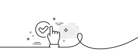 Illustration for Checkbox line icon. Continuous one line with curl. Approve sign. Confirmed click symbol. Checkbox single outline ribbon. Loop curve pattern. Vector - Royalty Free Image