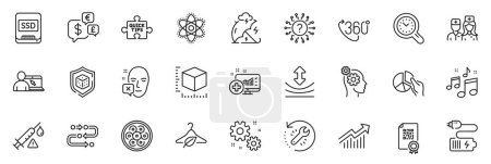 Illustration for Icons pack as Methodology, Resilience and Thoughts line icons for app include Qr code, 360 degree, Online education outline thin icon web set. Money currency, Package size. Vector - Royalty Free Image