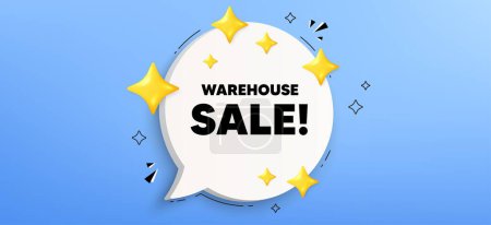 Illustration for Warehouse sale tag. Chat speech bubble banner. Special offer price sign. Advertising discounts symbol. Warehouse sale speech bubble message. Talk box infographics. Vector - Royalty Free Image