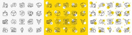 Illustration for Outline Inventory report, Ice cream and Translation service line icons pack for web with Bicycle helmet, Food app, Clean shirt line icon. Fraud, Vitamin, Genders pictogram icon. Vector - Royalty Free Image