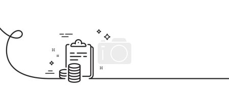 Illustration for Accounting line icon. Continuous one line with curl. Clipboard document sign. Budget report symbol. Accounting single outline ribbon. Loop curve pattern. Vector - Royalty Free Image