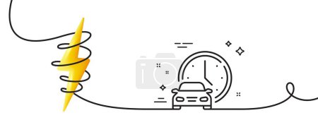 Illustration for Book car line icon. Continuous one line with curl. Rental time service sign. Order transport symbol. Book car single outline ribbon. Loop curve with energy. Vector - Royalty Free Image