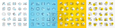 Illustration for Vector icons set of Creativity concept, Approved message and Comment line icons pack for web with Checklist, Stress, Cloud computing outline icon. Consumption growth, Work home. Vector - Royalty Free Image