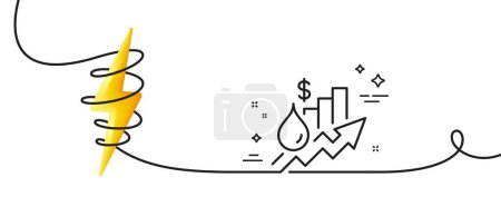 Illustration for Rise price line icon. Continuous one line with curl. Petrol excise duty sign. Tax rate symbol. Rise price single outline ribbon. Loop curve with energy. Vector - Royalty Free Image
