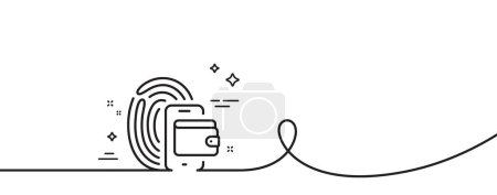 Illustration for Wallet line icon. Continuous one line with curl. Money purse sign. Fingerprint cash symbol. Wallet single outline ribbon. Loop curve pattern. Vector - Royalty Free Image