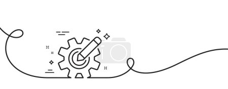 Illustration for Cogwheel line icon. Continuous one line with curl. Engineering tool sign. Edit settings symbol. Cogwheel single outline ribbon. Loop curve pattern. Vector - Royalty Free Image