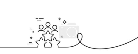 Illustration for Business meeting line icon. Continuous one line with curl. Employee nomination sign. Teamwork rating symbol. Business meeting single outline ribbon. Loop curve pattern. Vector - Royalty Free Image