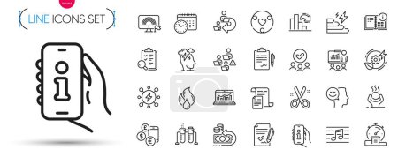 Illustration for Pack of Cash back, Lgbt and Consumption growth line icons. Include Inspect, Decreasing graph, Good mood pictogram icons. Green energy, Approved agreement, Musical note signs. Support. Vector - Royalty Free Image