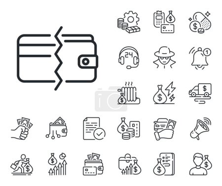 Illustration for Payment methods sign. Cash money, loan and mortgage outline icons. Credit card or cash line icon. Payment methods line sign. Credit card, crypto wallet icon. Inflation, job salary. Vector - Royalty Free Image
