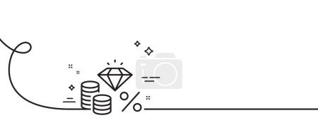 Illustration for Money tax line icon. Continuous one line with curl. Jewelry tax rate sign. Financial interest symbol. Money tax single outline ribbon. Loop curve pattern. Vector - Royalty Free Image