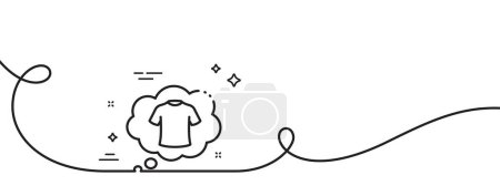 Illustration for T-shirt line icon. Continuous one line with curl. Laundry shirt sign. Clothing speech bubble symbol. T-shirt single outline ribbon. Loop curve pattern. Vector - Royalty Free Image