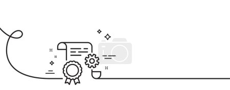 Illustration for Engineering doc line icon. Continuous one line with curl. Technical documentation sign. Construction certificate symbol. Construction document single outline ribbon. Loop curve pattern. Vector - Royalty Free Image