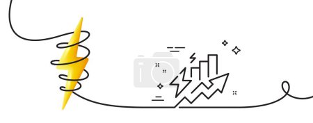 Illustration for Consumption growth line icon. Continuous one line with curl. Electric power up trend sign. Energy inflation symbol. Consumption growth single outline ribbon. Loop curve with energy. Vector - Royalty Free Image