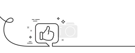 Illustration for Like line icon. Continuous one line with curl. Thumbs up sign. Positive feedback, social media symbol. Like single outline ribbon. Loop curve pattern. Vector - Royalty Free Image