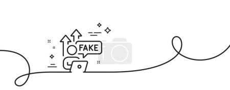 Illustration for Fake internet line icon. Continuous one line with curl. Web propaganda sign. Wrong truth symbol. Fake internet single outline ribbon. Loop curve pattern. Vector - Royalty Free Image