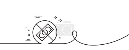 Illustration for Corrupt line icon. Continuous one line with curl. No cash money sign. Stop corruption crime symbol. Corrupt single outline ribbon. Loop curve pattern. Vector - Royalty Free Image