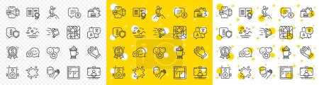 Illustration for Outline Speakers, Blood and Leadership line icons pack for web with Window, Translate, Latte coffee line icon. Sea mountains, Augmented reality, Push cart pictogram icon. Clapping hands. Vector - Royalty Free Image