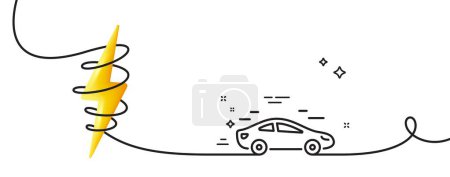 Illustration for Car transport line icon. Continuous one line with curl. Transportation vehicle sign. Driving symbol. Car single outline ribbon. Loop curve with energy. Vector - Royalty Free Image