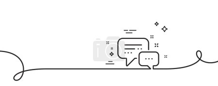 Illustration for Employees messenger line icon. Continuous one line with curl. Speech bubble sign. Chat message symbol. Employees messenger single outline ribbon. Loop curve pattern. Vector - Royalty Free Image