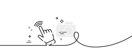 Téléchargez les illustrations : Icône de ligne de curseur main. Continu une ligne avec boucle. Cliquez sur signe d'action. Symbole du doigt. Ruban de contour simple curseur. Courbe de boucle. Vecteur - en licence libre de droit
